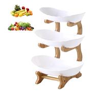 Corbeille à fruits à 3 niveaux, étagère à légumes, panier à pain, plateau de service en bois PP pour fruits, corbeilles à fruits, étagère de rangement pour légumes pour cuisines, maison, bureau