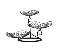 Corbeille à fruits à 3 niveaux, grande capacité, présentoir de bureau de style nordique, motif feuille de lotus en fer forgé, support de rangement, (noir)
