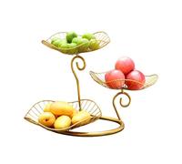 Corbeille à fruits à 3 niveaux pour plan de travail de cuisine, grande capacité, panier à fruits en fer forgé nordique, feuille de lotus, support de rangement d'installation facile, plateaux à fruits