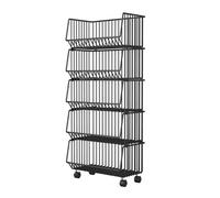 Corbeille à fruits à 5 niveaux sur roulettes, étagères de rangement polyvalentes en métal pour cuisine, salon, bureau et garde-manger - Élégant coin nizer (50,5 cm)