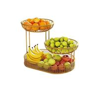 Corbeille à fruits avec corbeille à fruits - Panier à sandwichs avec art en fer, plateau pour présentoir de gâteaux et sandwichs multicouches Panier à fruits dans un bol (doré, petit format)