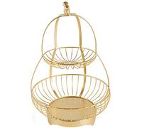Corbeille à fruits, Corbeille à fruits à 2 niveaux, panier à fruits de comptoir, présentoir à fruits décoratif for la maison, bol à fruits polyvalent, gain de place, design creux respirant(Gold)
