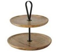 Corbeille à fruits décorative bois et métal 2 étages BOIS G