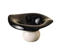 Corbeille à fruits, Decorative Pedestal Bowl Round Breads Plate Snacks Fruit Basket for(Black White)