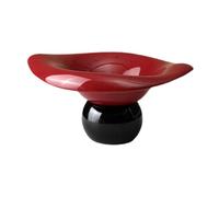 Corbeille à fruits, Decorative Pedestal Bowl Round Breads Plate Snacks Fruit Basket for(Red Black)