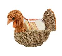 Corbeille à fruits - Design dinde - Récipient à bonbons en rotin - Support de rangement décoratif - Organiseur de table fait à la main - Panier de rangement pour tables de vacances, cuisines, salles à