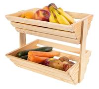 Corbeille à Fruits en Bois à Deux Étages - Creative Home - Support de Rangement - Fruits Légumes