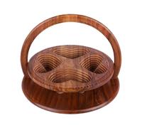 Corbeille à fruits en bois, récipient à bonbons sculpté à la main, bol de panier de 11,81x11,81x9,84 pouces avec un Design robuste, support de collation en bois, accessoire de cuisine de Style rustiqu