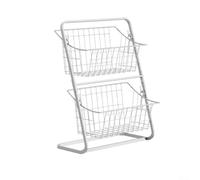 Corbeille à fruits en métal à 2 niveaux pour comptoir de cuisine | Étagère de rangement pour légumes avec design ouvert | Organiseur peu encombrant pour fruits, collations, pain | Blanc (blanc)