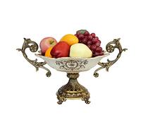 Corbeille à fruits et légumes de comptoir Assiette à fruits Nouveau style chinois Rétro Plat à fruits en céramique peint à la main Maison Salon Restaurant Bureau Décor Bol à fruits Poignée binaurale