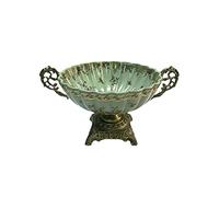 Corbeille à fruits et légumes de comptoir en céramique, bol à fruits nouveau style chinois rétro, craquelé glacé, poignée d'oreille, assiette ronde à fruits, table de salon, bol à bonbons, base en