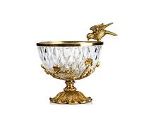Corbeille à fruits et légumes de comptoir en verre cristal assiette à fruits nouveau style chinois rétro décoration de salon base cuivre plat à fruits créatif transparent bol à fruits centre de table