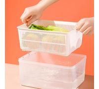 Corbeille à fruits et légumes double couche en polypropylène avec couvercle pour égoutter le lavage et le rangement du comptoir dans les petites cuisines (Blanc2)
