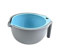 Corbeille à fruits et légumes pliable double couche avec filtre intégré, passoire de cuisine en plastique pour laver les produits, égoutter les pâtes, design peu encombrant, noir, 23 x 23 x 14 cm