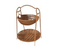 Corbeille à fruits, Fruit Basket Stand Snack Storage 2 Tiered Handwoven Serving Tray