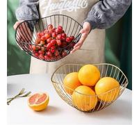 Corbeille à fruits moderne en fer avec design circulaire ouvert et trous de ventilation pour la circulation de l'air, bol polyvalent pour le stockage des fruits et des collations à la maison (doré S)