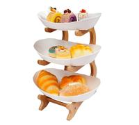 Corbeille à fruits moderne - Présentoir à fruits à 3 étages avec support en bambou - Construction robuste - Présentoir à fruits et assiette à fruits pour fruits frais, légumes, collations, buffet de