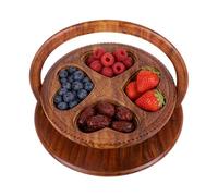 Corbeille À Fruits Pliable - Bol En Bois Sculpté À La Main, Récipient De Stockage De Collations | Conception En Bois Naturel De 30cm, Support Décoratif Peu Encombrant Pour Cuisine Salon Chambre Appart