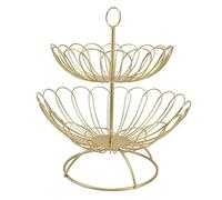 Corbeille à fruits, Porte-fruits， Corbeille à fruits à 2 niveaux, design nordique moderne, panier à fruits doré amovible for la décoration de la maison