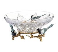 Corbeille à fruits pour comptoir, Corbeille à fruits en verre, style chinois rétro, créative, faite main, assiette transparente, base en cuivre, égouttoir