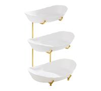 Corbeille à fruits pour comptoir de cuisine - Support de service à 3 niveaux avec support en métal, plateau décoratif pour goûter | Présentoir de dessert de fête, table à manger, comptoir, buffet