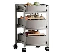 Corbeille à Fruits rotative avec roulettes verrouillables, étagère à légumes multifonctionnelle, Chariot Roulant Grande capacité pour la Cuisine(Zwart,31x38.5x54cm)