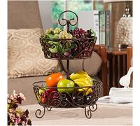 Corbeille à fruits, Support de panier à fruits multifonctionnel, panier à fruits à 2 niveaux, bol de comptoir avec poignée, support de rangement de collations for comptoir de cuisine en métal, gain de