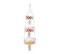 Corbeille à fruits tissée à 3 étages | Porte-fruits bohème | Panier de rangement à 3 niveaux pour et légumes | Organiseur multi-pneus en coton bohème avec crochets pour la maison, la chambre à coucher