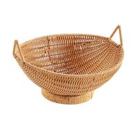 Corbeille à fruits tissée, organisateur de garde-manger, rangement décoratif en osier imitation rotin paniers bols avec poignées organisateur de garde-manger pour salle à manger