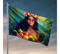 Corbeille à fruits tropicale amusante avec drapeau de fleurs - Décorations d'extérieur pour terrasse - Accessoires pour grotte d'homme (30 x 45 cm)