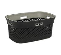 5five - Panier à Linge Purl 45L Gris - Trous d'Aération - Léger - Poignées Ergonomiques Portage Facile - Corbeille de Rangement Plastique