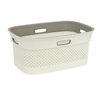 5five - Panier à Linge Purl 45L Beige Lin - Trous d'Aération - Léger - Poignées Ergonomiques Portage Facile - Corbeille de Rangement Plastique