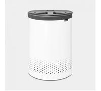 Brabantia - Corbeille à Linge Selector - Deux Triez Compartiments - Portable Sac à Linge - L'ouverture Quick-Drop - Orifices de Ventilation - Pas de Rayures - Peu encombrant - Blanc - 55 L