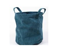 Today Corbeille à linge Cosy en velours côtelé – Bleu paon D 40 x H 40 cm