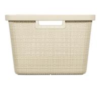 Curver Panier à Linge Jute 46L - Bac à Linge propre et sale - Poignées Ergonomiques - Corbeille pour Salle de Bain ou Buanderie - 70% recyclé - 59,4 x 39,4 x 25,6 cm - Beige
