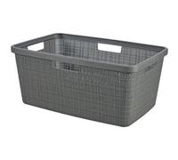 CURVER Panier à Linge Jute 46L - Bac à Linge propre et sale - Poignées Ergonomiques - Corbeille pour Salle de Bain ou Buanderie - 70% recyclé - 59,4 x 39,4 x 25,6 cm - Gris