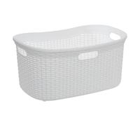Corbeille à Linge Effet Rotin "Raga" 40L Blanc