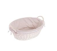Corbeille à linge en osier blanc, Panier de rangement en osier avec 2 anses