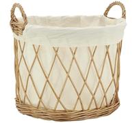 Corbeille à linge en osier buff et coton