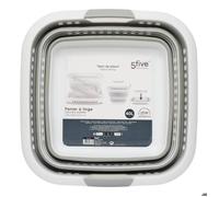 5five Corbeille à linge Pliable 40 L – 2 poignées confortables – Gris et blanc