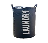 Corbeille à linge YOUJIA ronde - En tissu - Forme ronde - Convient aussi comme panier de rangement pour jouets, Tissu, Laundry Schwarz, 35*45 cm