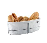 GEFU Corbeille à pain Brunch Ovale – Argent/Blanc, sac coton lavable 33661