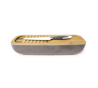 SAVEUR ET Degustation KA1084G/WEB Corbeille/Planche à Pain Couteau 3 en 1 AS/ABS/Bambou Gris 40 x 12 x 8,50 cm
