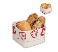 Corbeille à Pain en Lin mélangé, Double Face, Moderne, carrée, 12,5 x 12,5 cm, en Tissu, réglable de 8 à 13 cm de Haut, cœurs