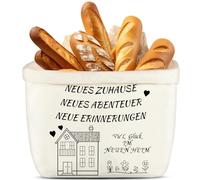 Corbeille à pain en tissu - Cadeau de pendaison de crémaillère - Idée cadeau de pendaison de crémaillère - Durable - Moderne - En tissu - Pour petit-déjeuner, brunch et jours fériés - Blanc (maison +