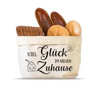 Corbeille à pain en tissu - Cadeau de pendaison de crémaillère ou de retrait - Avec inscription « Viel Glück im Neuen Zuhause », cadeau de pendaison de crémaillère (Bonne chance dans la nouvelle