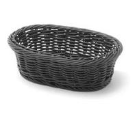 HENDI Corbeille à pain et fruits, ovale, porte-pain, panier de rangement, présentoir pour pain, fruits et légumes, 190x120x(H)60mm, noir, polypropylène