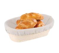 Corbeille à pain ovale 25 x 15 x 8,5 cm - Panier de fermentation ovale pour pain - Panier de fermentation ovale pour levain avec insert en lin - Panier à pâte en rotin pour lever - Bol de fermentation