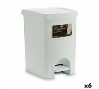 Corbeille à papier à pédale Stefanplast Elegance Blanc Plastique 20 L 27,5 x 38,5 x 31 cm (6 pièces)