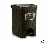 Corbeille à papier à pédale Stefanplast Elegance Marron Plastique 20 L 27,5 x 38,5 x 31 cm (6 pièces)